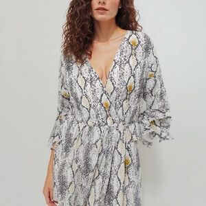 Express Faux Wrap Snakeskin Romper Medium